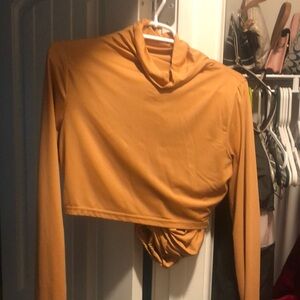 Women's Long Sleeve Cowl Neck Top - Camel